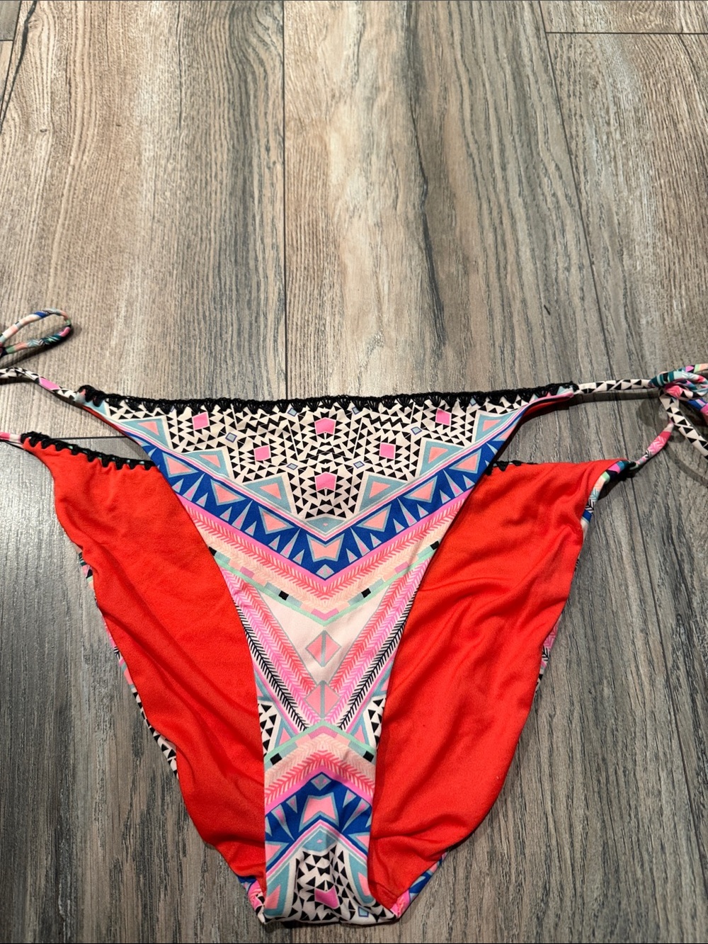 Topshop Red Multicolor Tribal Print Bikini Bottoms